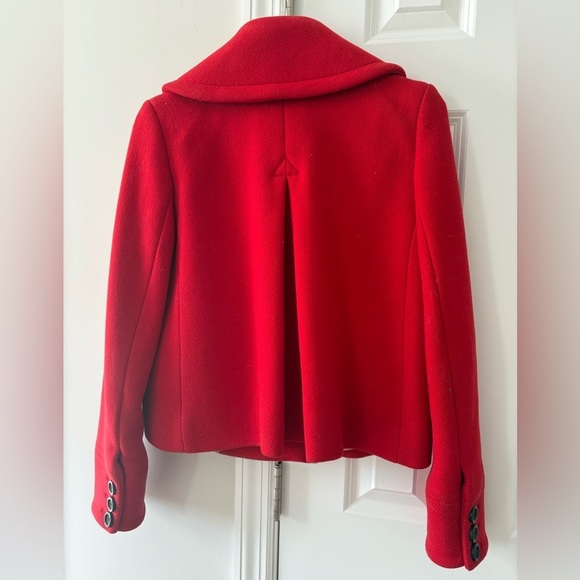 J. Crew Apple Red Double Breasted Cropped Pea Coat - Picture 6 of 10